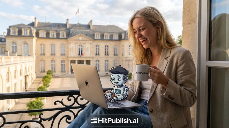 A marketer leverages HitPublish.ai to generate SEO-optimized content and publish directly to WordPress via REST API