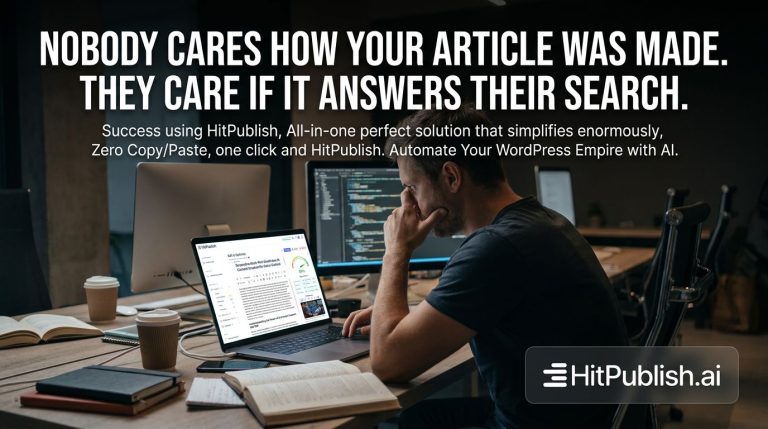 Article search intent concept with a focused reader, search bar, and clear headline