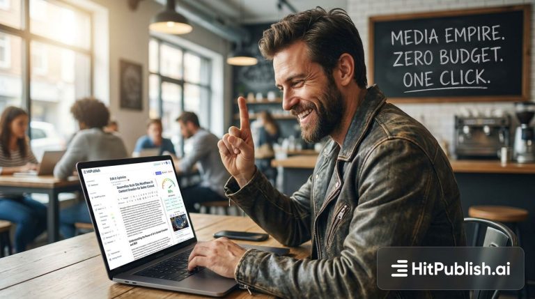 A marketer using accessible tools to publish scalable content, illustrating DIY media production